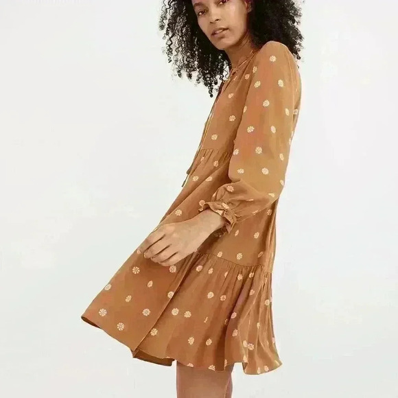 Tie-Neck Tiered Mini Dress in Bloom Dot - Picture 3 of 6